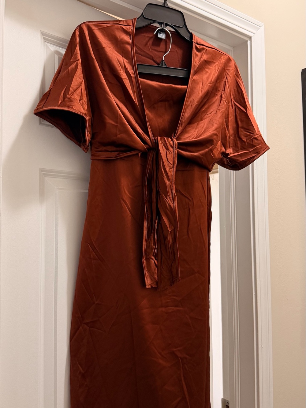 SHEIN Rust Satin Tie-Front 2-piece skirt set